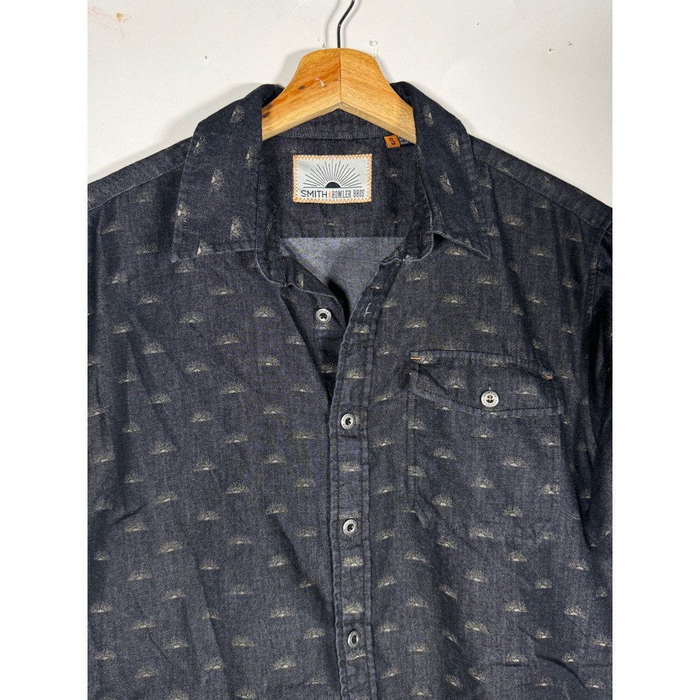 Howler Brothers Smith Mens Small Short Sleeve Button Down Shirt Indigo Print